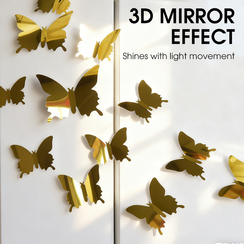 Autocollant mural miroir 3D papillon et tournesol
