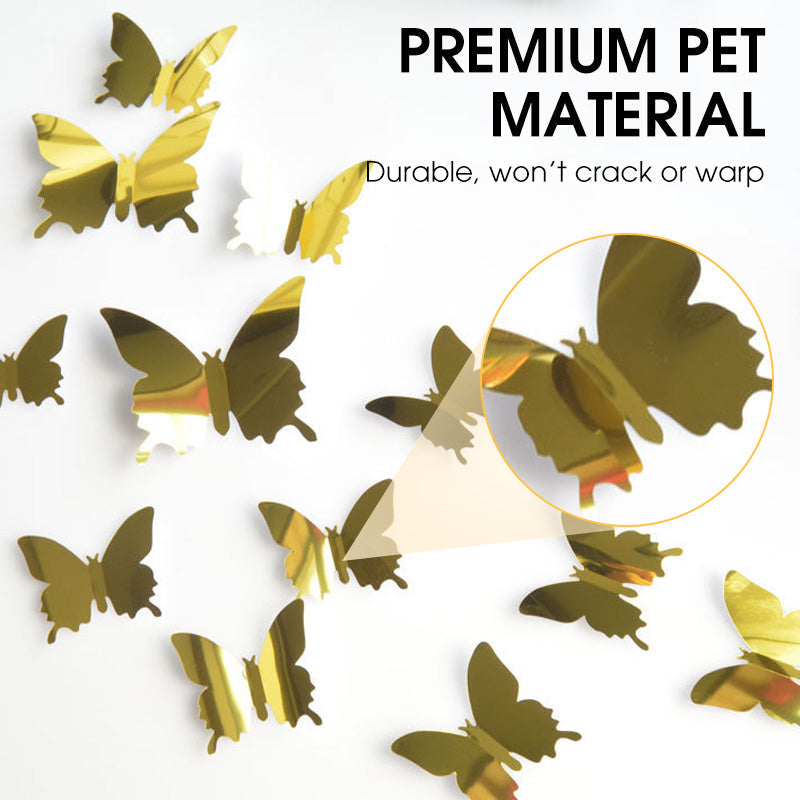 Autocollant mural miroir 3D papillon et tournesol