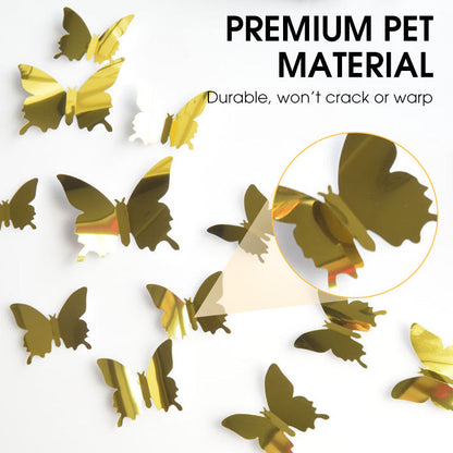 Autocollant mural miroir 3D papillon et tournesol