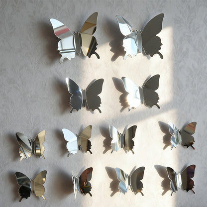 Autocollant mural miroir 3D papillon et tournesol