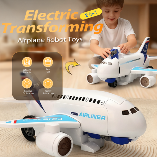 Brinquedos de robô de avião transformador elétrico 2 em 1