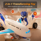 Brinquedos de robô de avião transformador elétrico 2 em 1