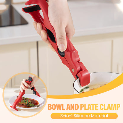 🔒 Pinça 3 em 1 para tigelas e pratos de silicone – Antiderrapante para armazenamento de alimentos, economiza espaço e ajuda na cozinha 🎁✨