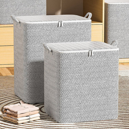 🔔 50% DE DESCONTO🔥Caixa de arrumação extragrande com tampa – versátil para roupa, cobertores e roupa de cama