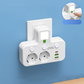 Tomada adaptadora com 4 tomadas, tomada múltipla com interruptor independente e pequeno adaptador para luz noturna