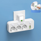 Tomada adaptadora com 4 tomadas, tomada múltipla com interruptor independente e pequeno adaptador para luz noturna