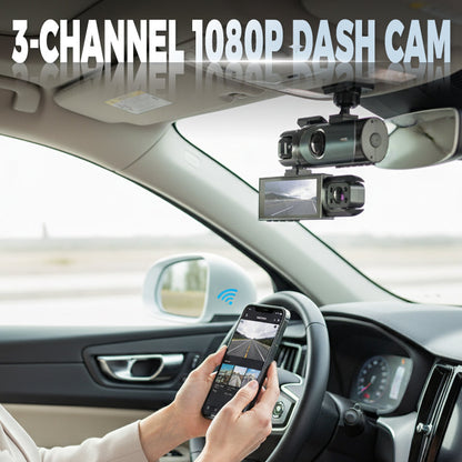 🚗📹Câmara de bordo com grande angular de 170° e lente dupla de 1080p