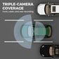 🚗📹Câmara de bordo com grande angular de 170° e lente dupla de 1080p