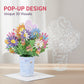 Cartão comemorativo com bouquet pop-up 3D