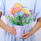 Cartão comemorativo com bouquet pop-up 3D