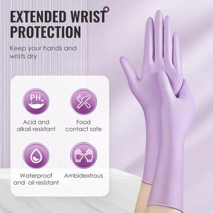 30 unidades de luvas descartáveis de nitrilo à prova de água e óleo