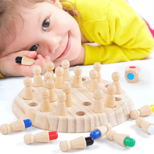 Presentes para crianças🎁Jogo de Memória de Madeira Match Stick Chess