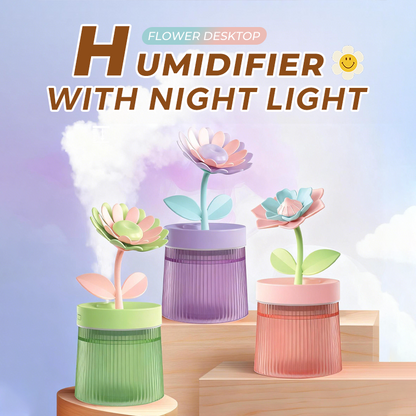 💐Humidificador de mesa em forma de flor com luz noturna💦
