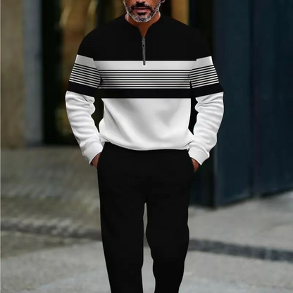 Conjunto masculino com estampado gráfico – camisola e calças