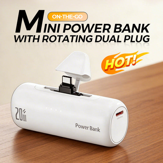 Mini carregador portátil com ficha dupla rotativa