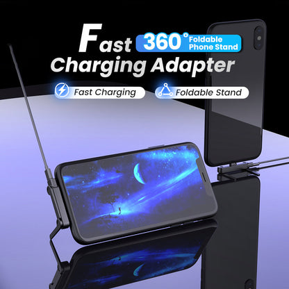Adaptador de carregamento rápido com suporte dobrável de 360° para telemóvel ⚡📱🔄✨