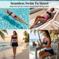 👙🌊 Conjunto de biquíni de 3 peças para mulher – Cintura alta, blocos de cor e padrão em ziguezague para a praia e as férias