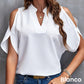 ❤️Camisola monocromática elegante para mulher, com decote em V e ombros à vista
