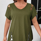 Women’s Solid Color Lattice Detail Tunic Top