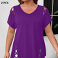 Women’s Solid Color Lattice Detail Tunic Top