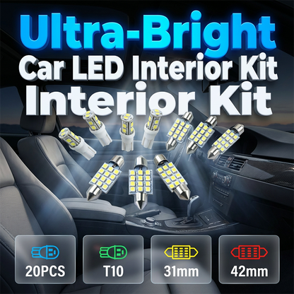 Conjunto de 20 luzes LED universais para o interior do seu carro | Controlo remoto RGB, instalação fácil
