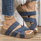 👡 50% DE DESCONTO AGORA! 🔥 Sandálias de cunha com tiras entrecruzadas para mulher – Confortáveis, elegantes e perfeitas para os dias de verão ☀️