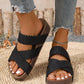 👡 50% DE DESCONTO AGORA! 🔥 Sandálias de cunha com tiras entrecruzadas para mulher – Confortáveis, elegantes e perfeitas para os dias de verão ☀️