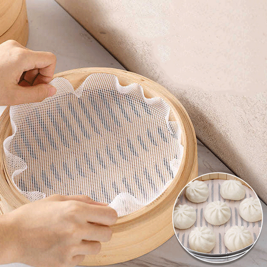 10 PCS-Non-Stick Silicone Round Steamer Mat for Buns & Dumplings
