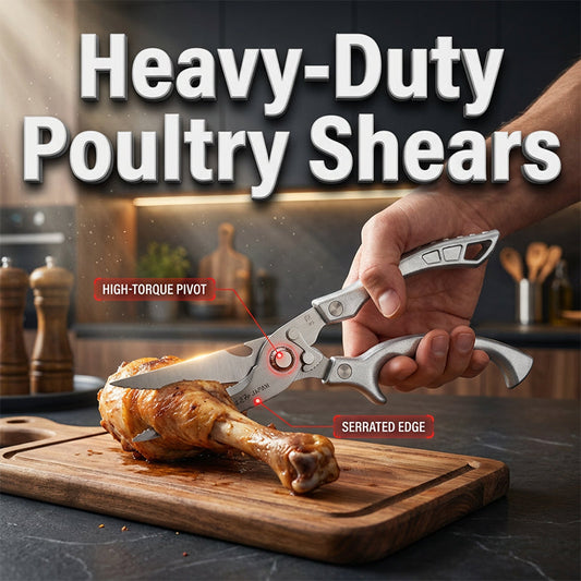 ✂️ Tesoura de cozinha multifuncional e resistente – Corta, recorta, esmaga – Uma única ferramenta para tudo! 🦴🔪