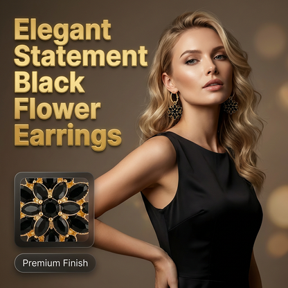 ⏳Desconto de 50% por tempo limitado⏰Brincos pendentes elegantes com flores pretas🖤❄️🌸