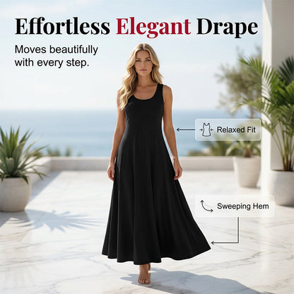 Vestido elegante sem mangas de cor lisa para mulher