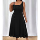 Vestido elegante sem mangas de cor lisa para mulher