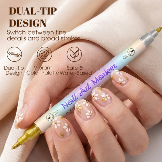 ✨ Canetas de nail art com duas pontas – Conjunto de canetas