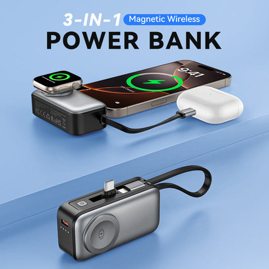 🔋 Promoção de 2026 — Mais de 32 600 unidades vendidas!✨ Carregador portátil magnético 3 em 1