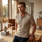 Men's Casual Slim Fit Button Placket Tee