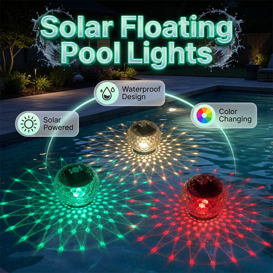 🔥Novo sucesso de vendas❤️‍🔥Luzes flutuantes para piscina alimentadas a energia solar
