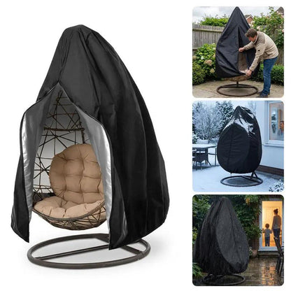 🪑Capa impermeável resistente para cadeira tipo ovo suspensa – Tecido Oxford resistente aos raios UV e duradouro, com fecho de correr prático. Protege durante todo o ano.