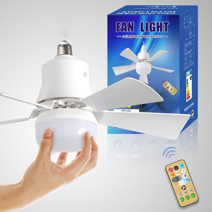 🔥Promoção - 73% de desconto - 🎁 Ventilador de teto portátil 2 em 1 com luz e comando à distância