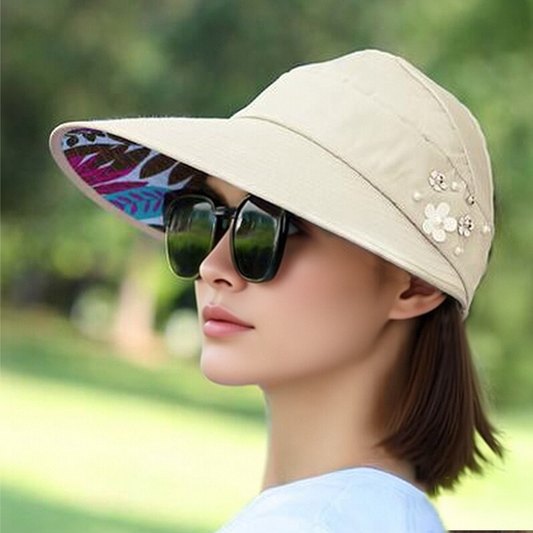 💐50% DE DESCONTO! Chapéu de praia com abertura para rabo de cavalo – Leve e de secagem rápida 🏖️☀️ 【Oferta especial】