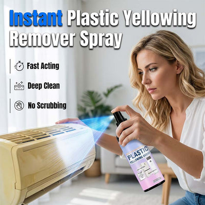 🧴 Spray multiusos para remover o amarelecimento do plástico – De amarelado a branco brilhante em segundos! ✨💪 Sem esfregar, sem substituir – basta pulverizar, esperar e recuperar. 🛠️🟡