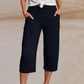 🏖️Summer Hot Sale✨Women's Solid-Color Pleated Cotton-Linen Cropped Pants