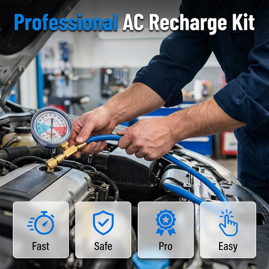 Mangueira de enchimento de refrigerante R134a para ar condicionado com medidor – à prova de fugas, de fácil leitura e compatível com automóveis, camiões ou aparelhos de ar condicionado domésticos – enchimento seguro para fazer você mesmo 🚗