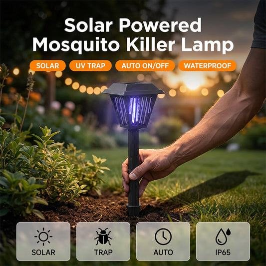 Lâmpada matadora de mosquitos a energia solar para exterior – para fixação no solo ou com suporte