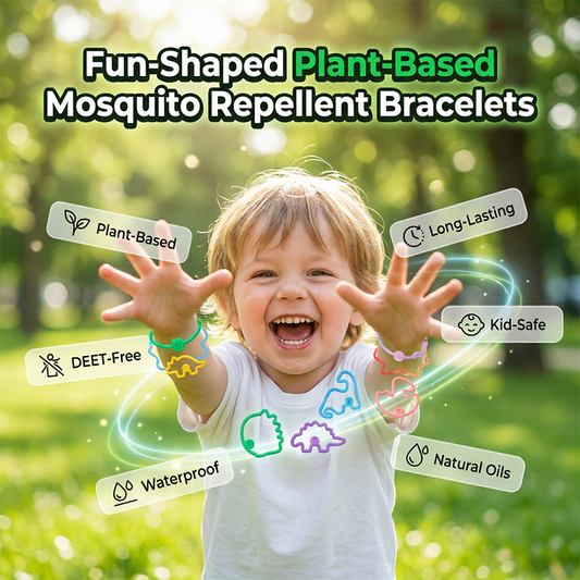 Pulseiras repelentes de mosquitos à base de plantas com formas divertidas