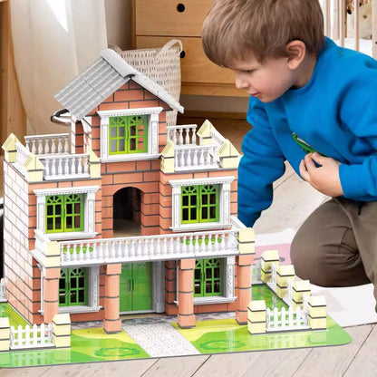 Conjunto de brinquedos de construção e simulação DIY com 214 peças para crianças