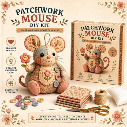 Kit de costura artesanal com rato de peluche vintage