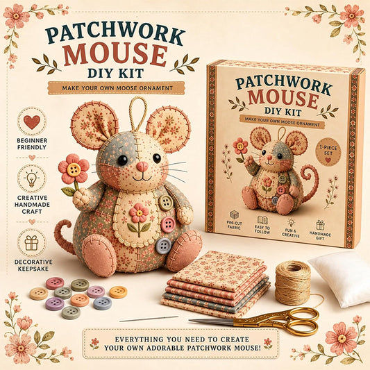 Kit de costura artesanal com rato de peluche vintage