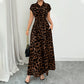 👗🐆Vestido elegante com bainha virada e padrão de leopardo para mulher