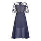 Vestido midi com bordados florais – Esvoaçante e elegante, com decote redondo🌸