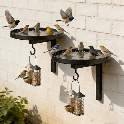 Bebedouro para pássaros em metal para fixação na parede – Acabamento em bronze antigo 🐦🛁🧱🏡